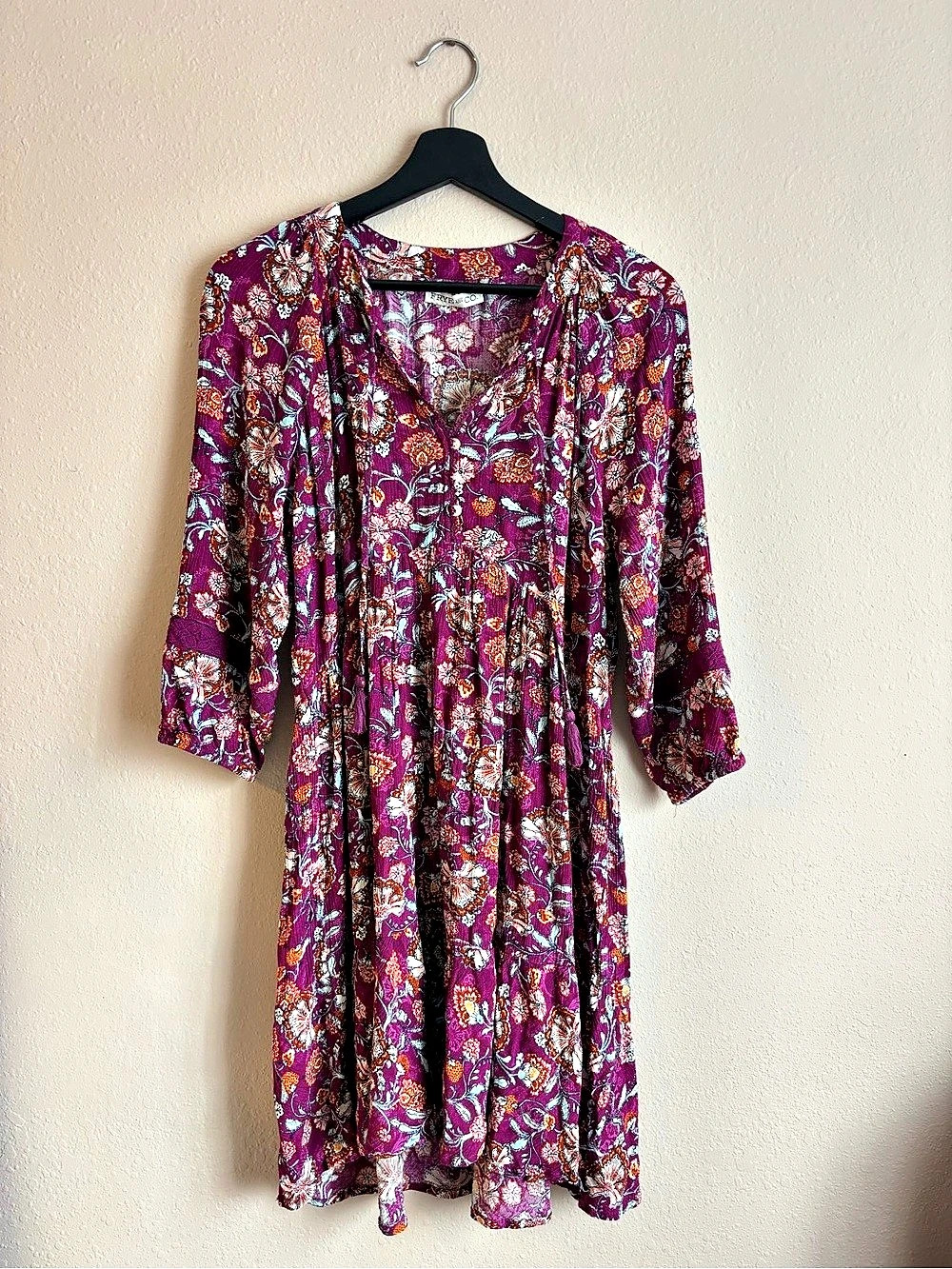 Frye & Co. Floral Midi Boho Peasant Dress Size Small